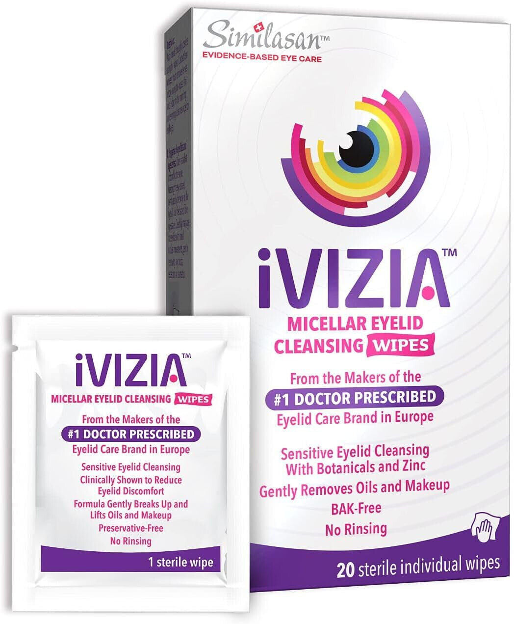 IVizia Eyelids Cleansing Wipes, 20 Ea